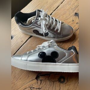 Disney Mickey 100 silver metallic Women's Sneakers NWOT